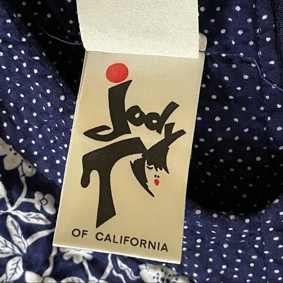 Vintage Jody T of California White Blue Prairie Smocked Gunne Sax Dress Size 5 - Picture 10 of 12